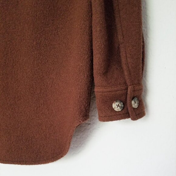 Aritzia Wilfred Free 100% Merino Wool The Ganna Shirt Jacket Shacket XXS Brown - Picture 8 of 16
